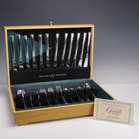 70pc Doric Stainless Japan Flatware Set and Treasure Masters Knife