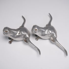 Pair of Cast Aluminum Longhorn Bull Head Mounts