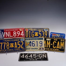 7pc Collection of Vintage U.S. License Plates