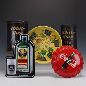 5pc Vintage Advertising Wall Decor and Tins Lot