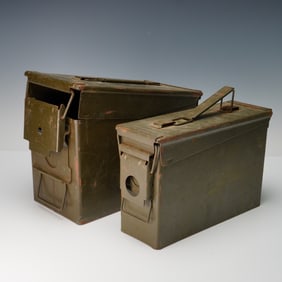 2pc U.S. Military Metal Ammunition Cans