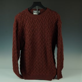 Salvatore Ferragamo Brown Wool Cable Knit Sweater