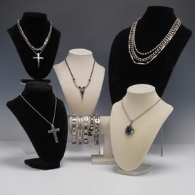 11pc Mixed Lot of Stainless Steel Men's Jewelry