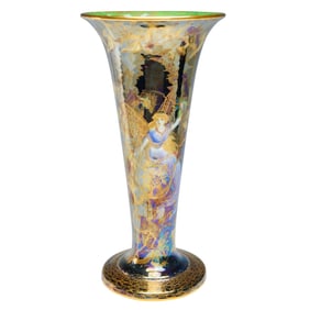 Wedgwood Black Fairyland Lustre Trumpet Vase, Butterfly Women Z4968