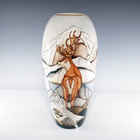 Moorcroft Pottery by Anji Davenport Trial Vase, Highland Stags