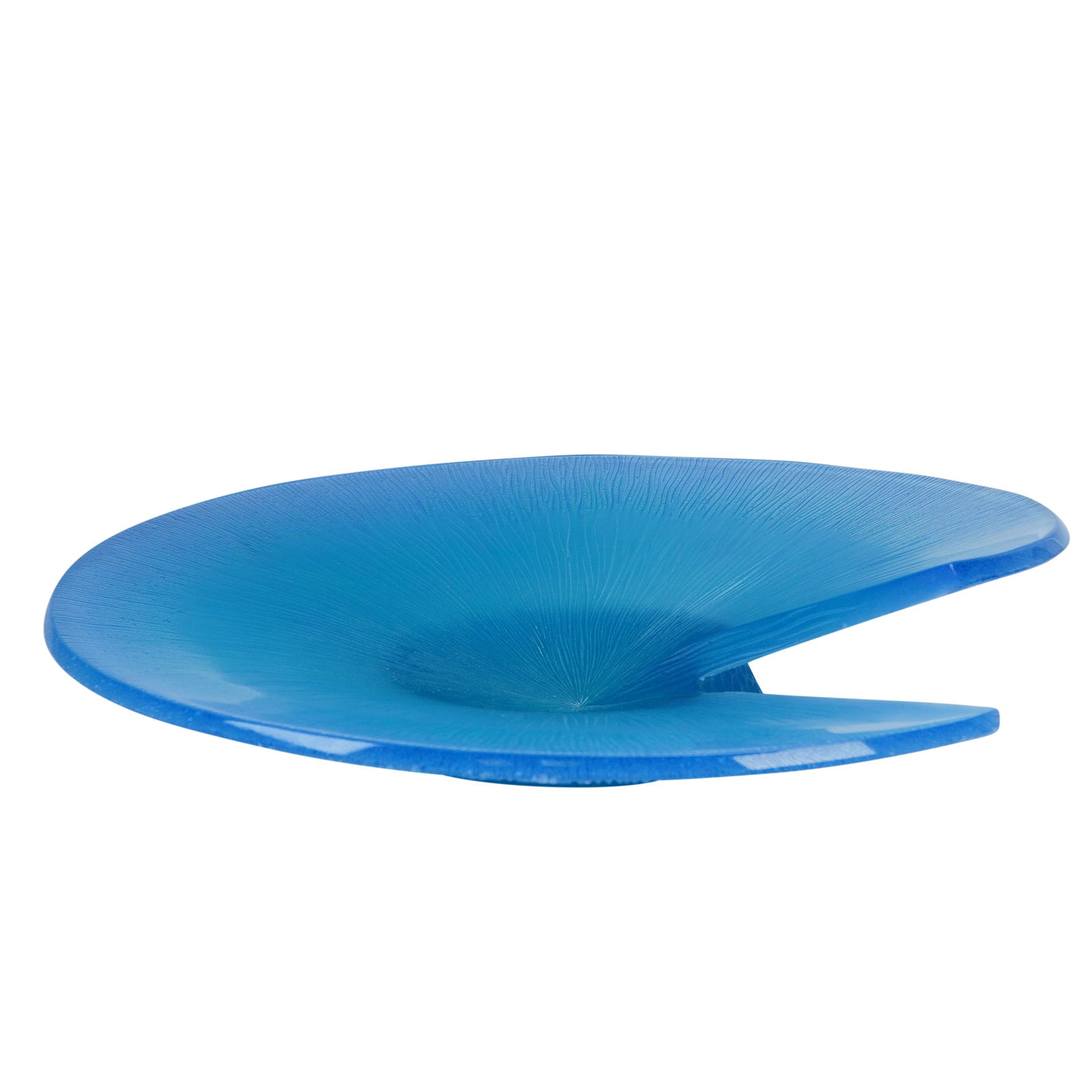 Daum by Jean-Baptiste Sibertin-Blanc Pate De Verre Bowl, Rototondo Coupe: Limited edition Daum France pate de verre sculptural bowl designed by Jean-Baptiste Sibertin-Blanc. This striking piece, titled Rototondo Coupe, is crafted from translucent blue crystal using the trad