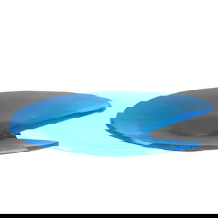 Daum by Jean-Baptiste Sibertin-Blanc Pate De Verre Bowl, Rototondo Coupe: Limited edition Daum France pate de verre sculptural bowl designed by Jean-Baptiste Sibertin-Blanc. This striking piece, titled Rototondo Coupe, is crafted from translucent blue crystal using the trad