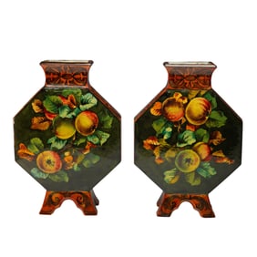 Pair of Doulton Lambeth by Josephine Durtnall Faience Flasks
