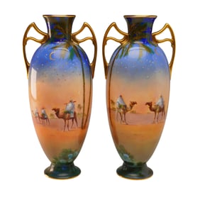 Pair of Royal Doulton by Harry Allen Desert Scenes Series Ware Vases