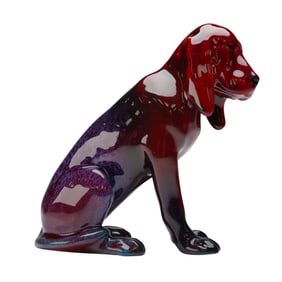 Royal Doulton Very Rare Sung Flambe Dog Figurine, Bloodhound