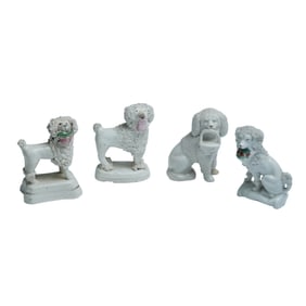 4pc Staffordshire Porcelain Poodle Figurines
