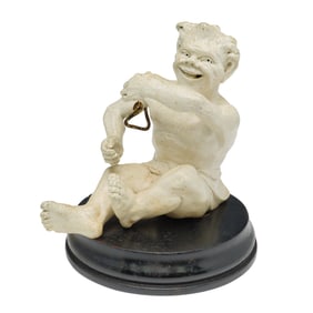 Martin Brothers Stoneware Figurine, Imp Musician - The Triangle Player