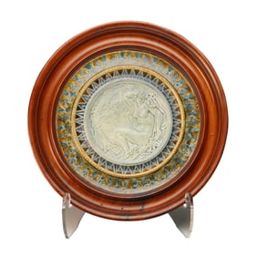 Doulton Lambeth by Frances E. Lee Framed Stoneware Wall Plate