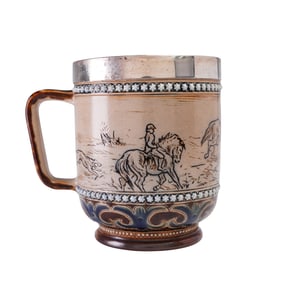 Doulton Lambeth Hannah Barlow Stoneware Hunting Scene Mug