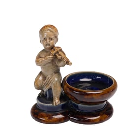 Doulton Lambeth George Tinworth Salt Cellar, Boy with Violin