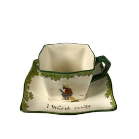 2pc Royal Doulton Teacup & Saucer Set, All Black Cricketer