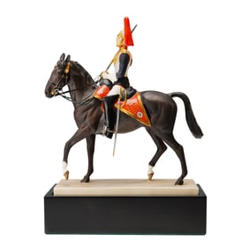 2pc Royal Worcester Figurine with Base, Royal Horse Guards - The Blues