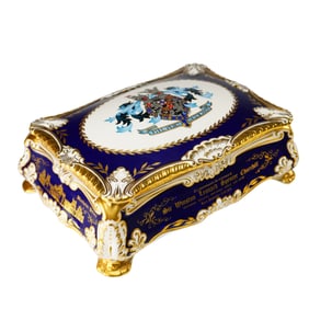 3pc Paragon Fine English Bone China Winston Churchill Covered Cigar Box