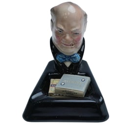 Vintage Ceramic Figural Winston Churchill Ashtray