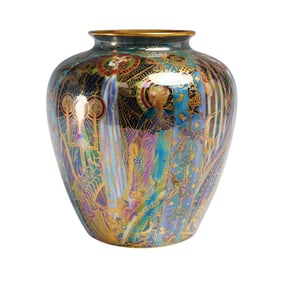 Wedgwood Black Fairyland Lustre Vase, Candlemas Z5157