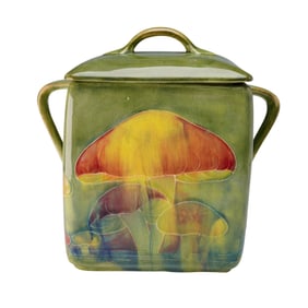 Moorcroft Porcelain Mushroom Cookie Jar and Lid, Signed