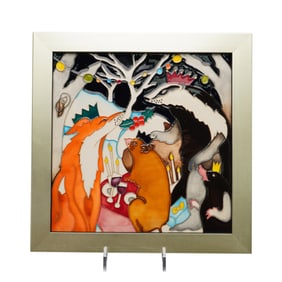 Moorcroft Pottery Festive Forest Party Framed Plaque, Limited Edition