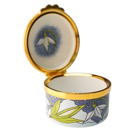 Moorcroft Snowdrop Enamel Box with Original Box