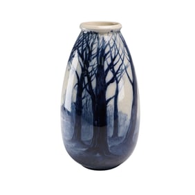 Royal Doulton Blue Flambe Landscape Scene Vase