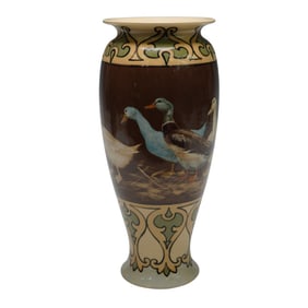 Royal Doulton by Florence Barlow Faience Vase with Ducks