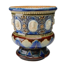 Doulton Lambeth Jardiniere with Historical Faces in Relief Medallions