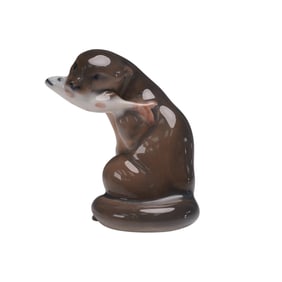 Royal Copenhagen Otter with Fish Figurine No. 2333