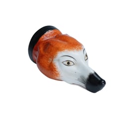 English Staffordshire Porcelain Stirrup Cup, Fox