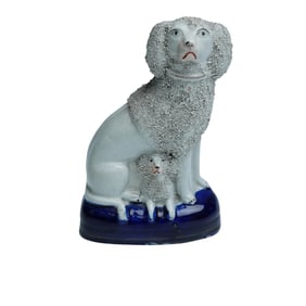 Staffordshire Poodle with Pup Figure
