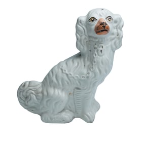 Staffordshire White Spaniel Dog Figurine