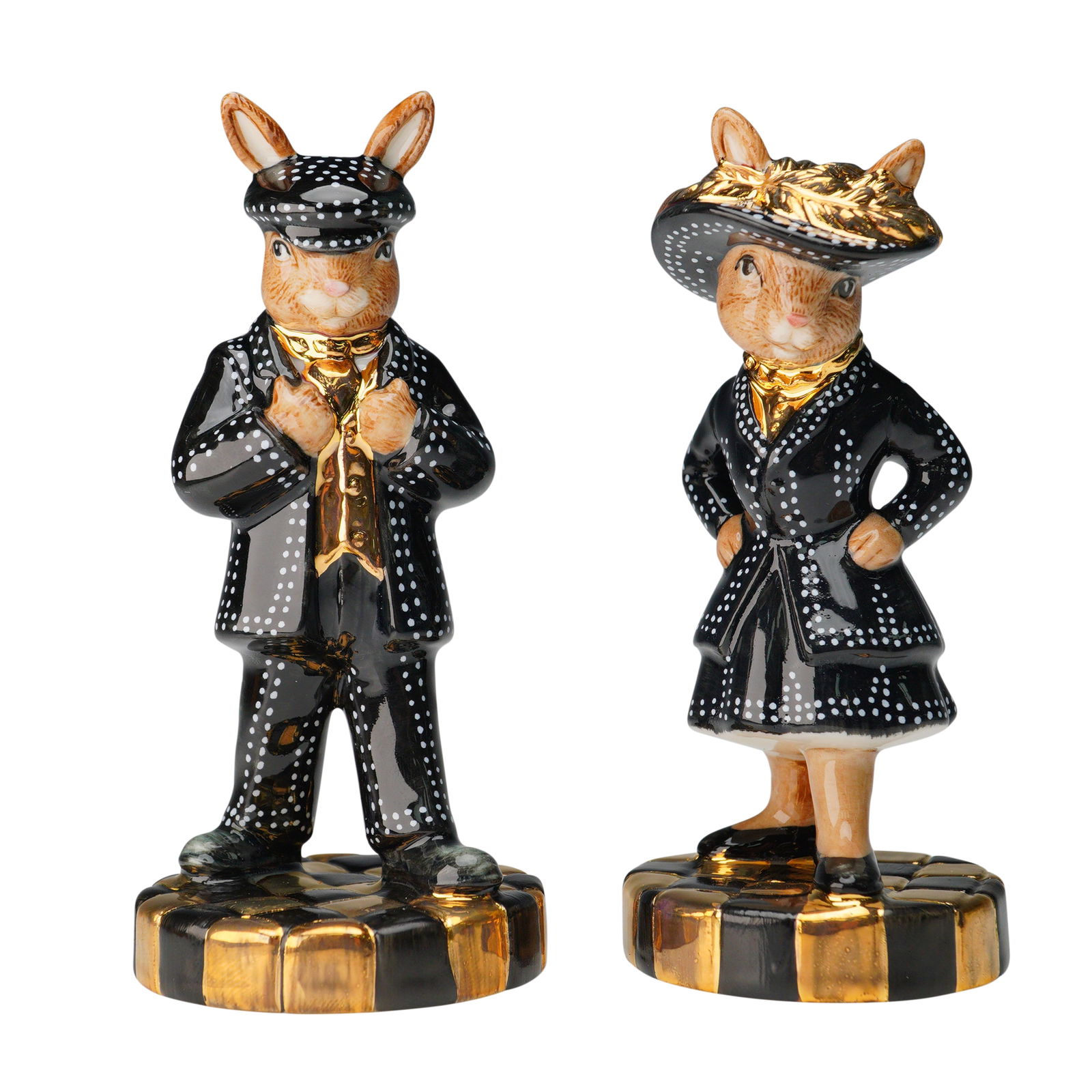 Pair Gold Bunnykins by Royal Doulton, Pearly King & Queen, Ltd Ed of 10 (1 of 10)