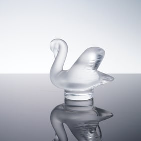 Lalique Crystal Swan Figurine Frosted France Signed