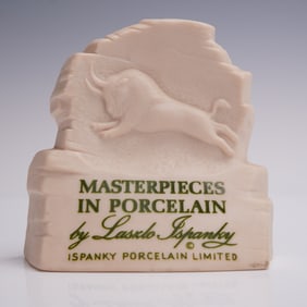 Ispanky Porcelain Plaque, "Masterpieces in Porcelain" Display Sign