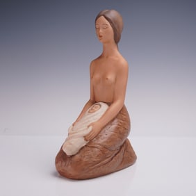 Laszlo Ipansky Porcelain Sculpture, Mother & Baby Inner Calm
