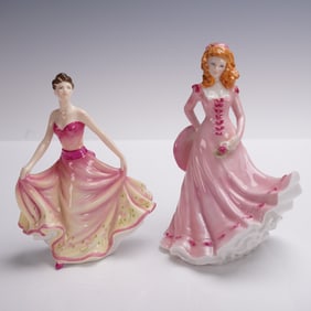 2pc Pretty Lady Figurines: Royal Worcester Sarah & Royal Doulton Gabrielle