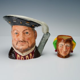 2pc Royal Doulton Character Jugs, Henry VIII and Jester Bentalls