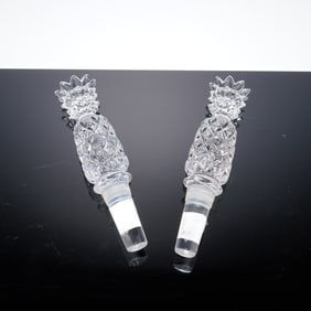 2pc Waterford Crystal Pineapple Bottle Stoppers with Boxes