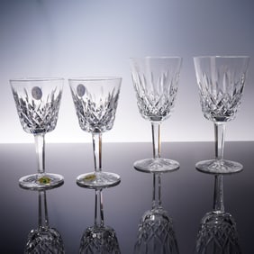 4pc Waterford Crystal Claret Wine and Water Goblets, Lismore