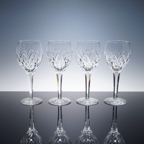 4pc Waterford Crystal Wine Goblets Ballylee Pattern