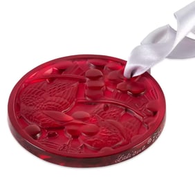 Lalique Crystal Merles Raisins Red Christmas Ornament