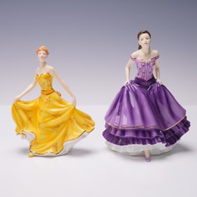 2pc Royal Doulton Figurines, Natalie HN5545 & Celebration (Mini) HN5574