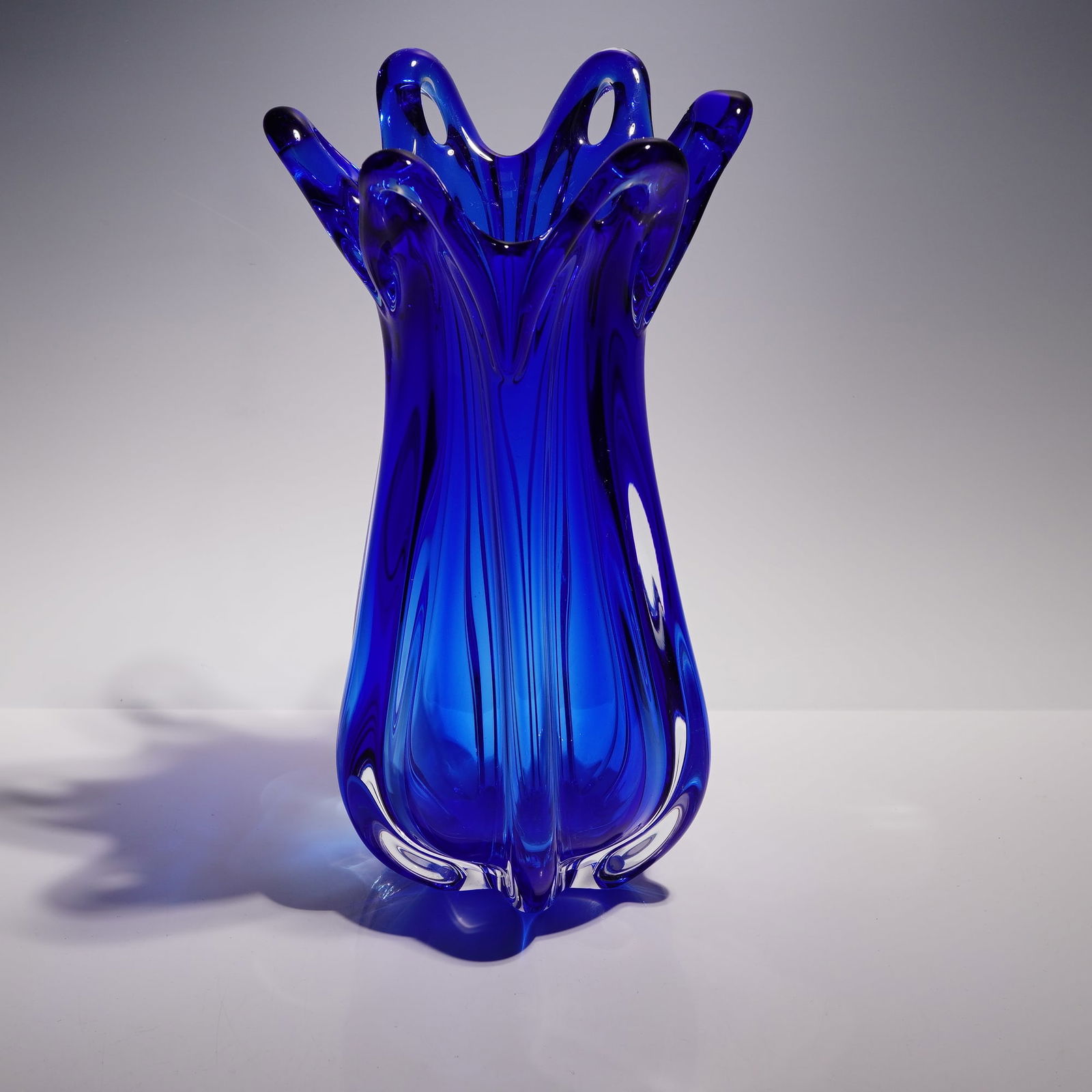 Vintage Cobalt Blue Art Glass Flower Vase (1 of 4)