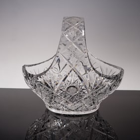 Vintage American Cut Crystal Basket with Handle