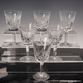 6pc Waterford Crystal Wine Glasses Lismore Pattern