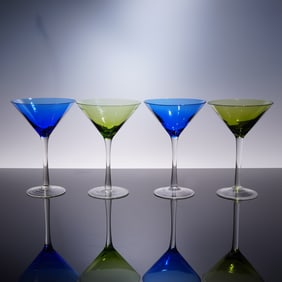 Set of 4 Hand-Blown Martini Glasses