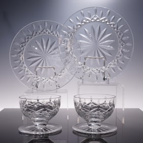 4pc Waterford Crystal Lismore Accent Plates & Footed Dessert